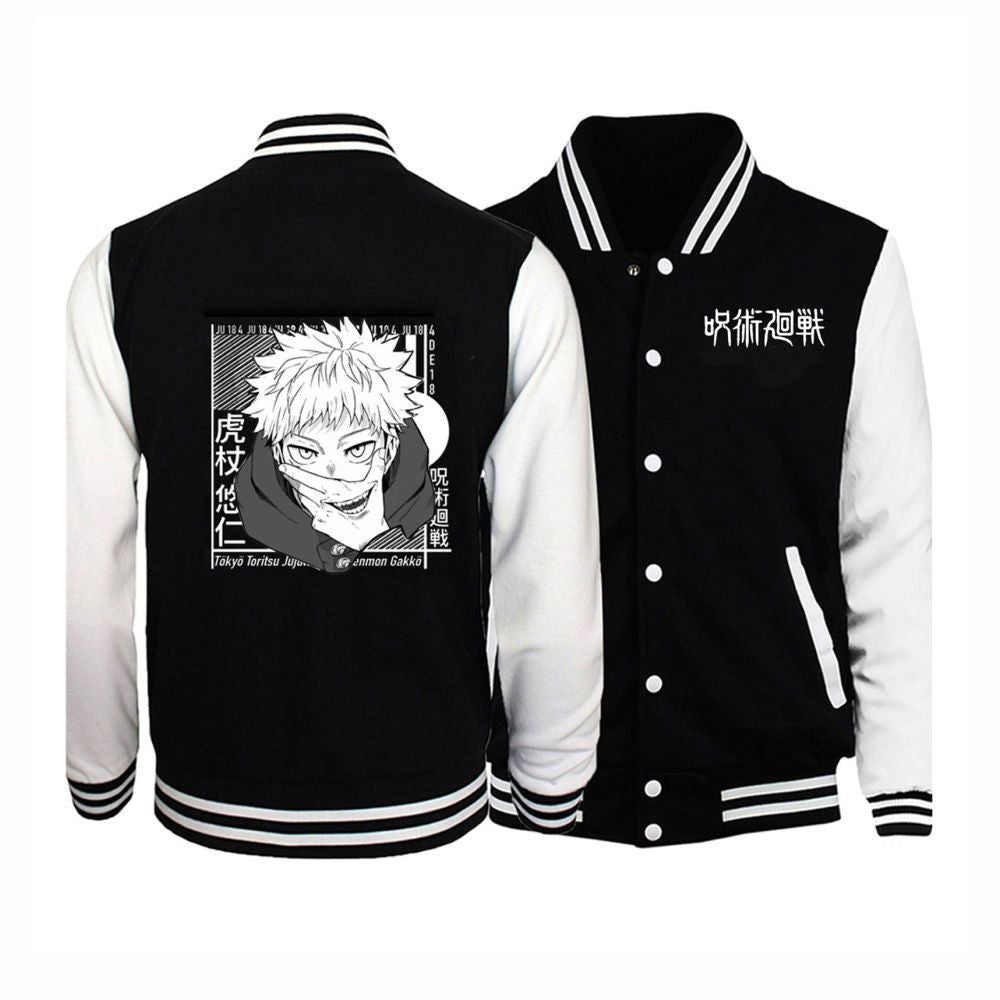 Cartoon Anime Text Fashion Casual Baseball Jacket for Men and Women