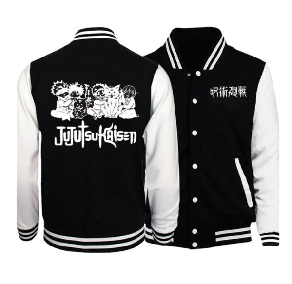 Cartoon Anime Text Fashion Casual Baseball Jacket for Men and Women