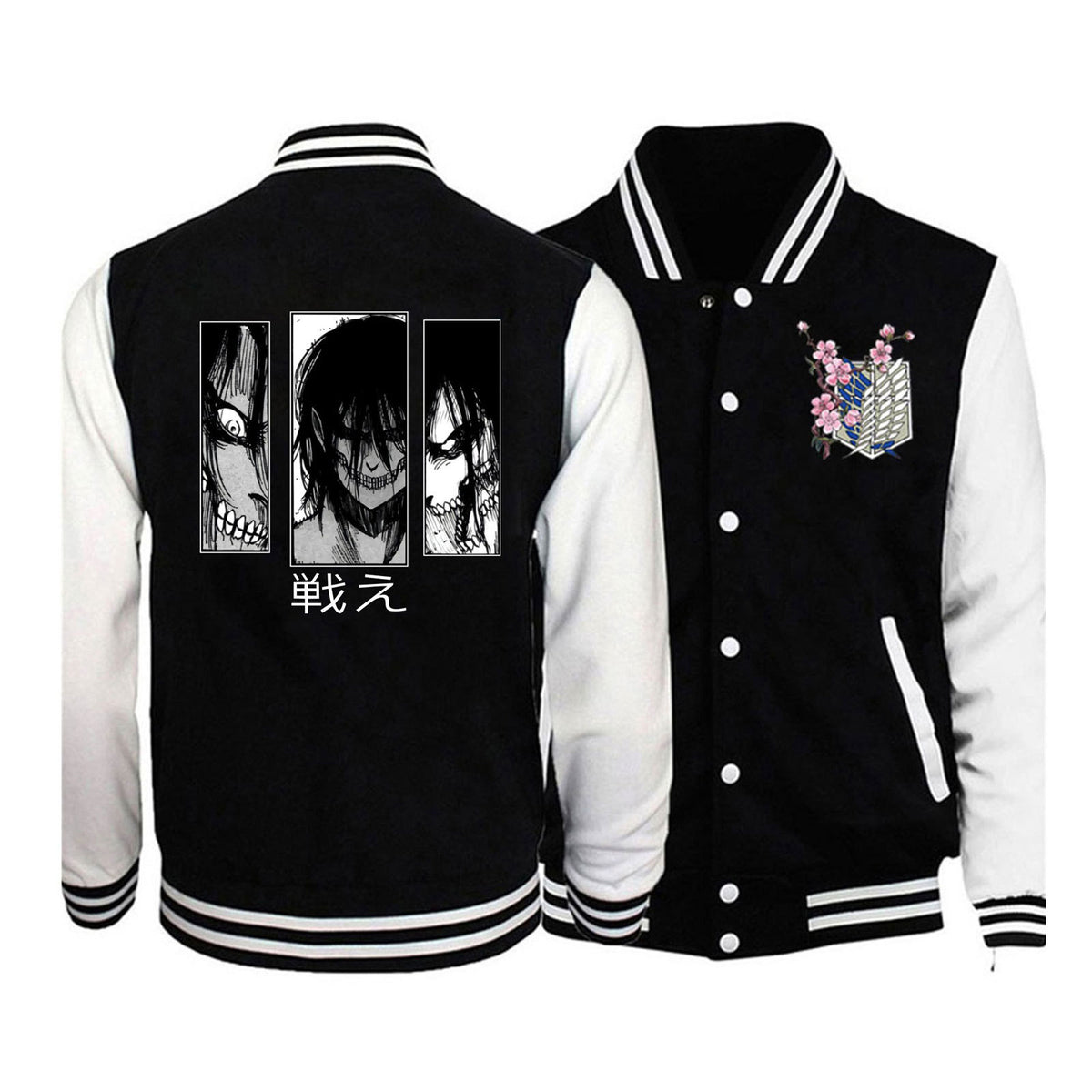 Cartoon Anime Text Fashion Casual Baseball Jacket for Men and Women