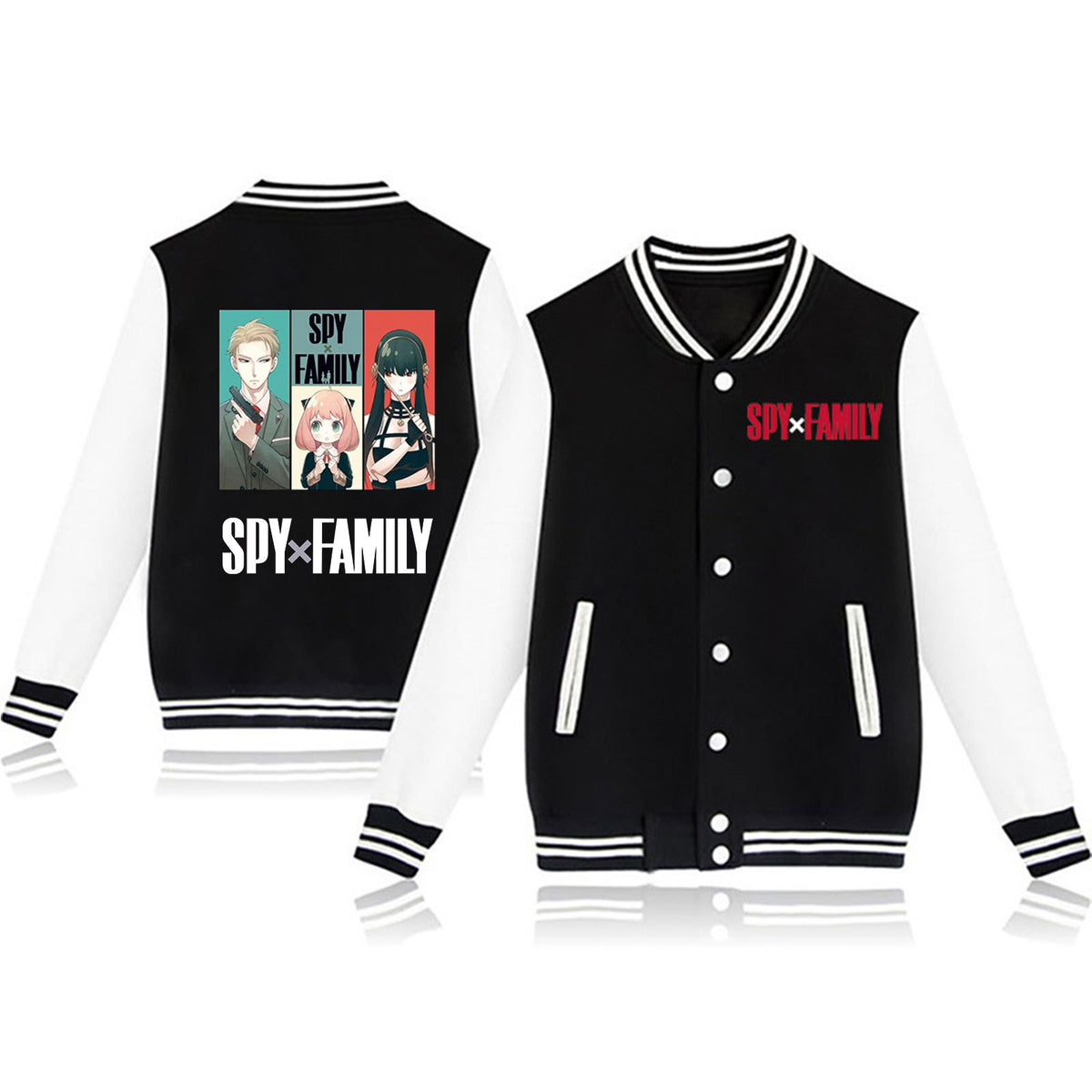 Cartoon Anime Text Fashion Casual Baseball Jacket for Men and Women